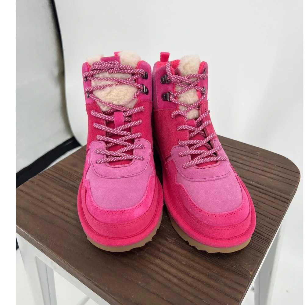 UGG Lakesider Heritage Mid Pink Suede Lace Up Boots 1134550K Kids 6 Womens 7.5